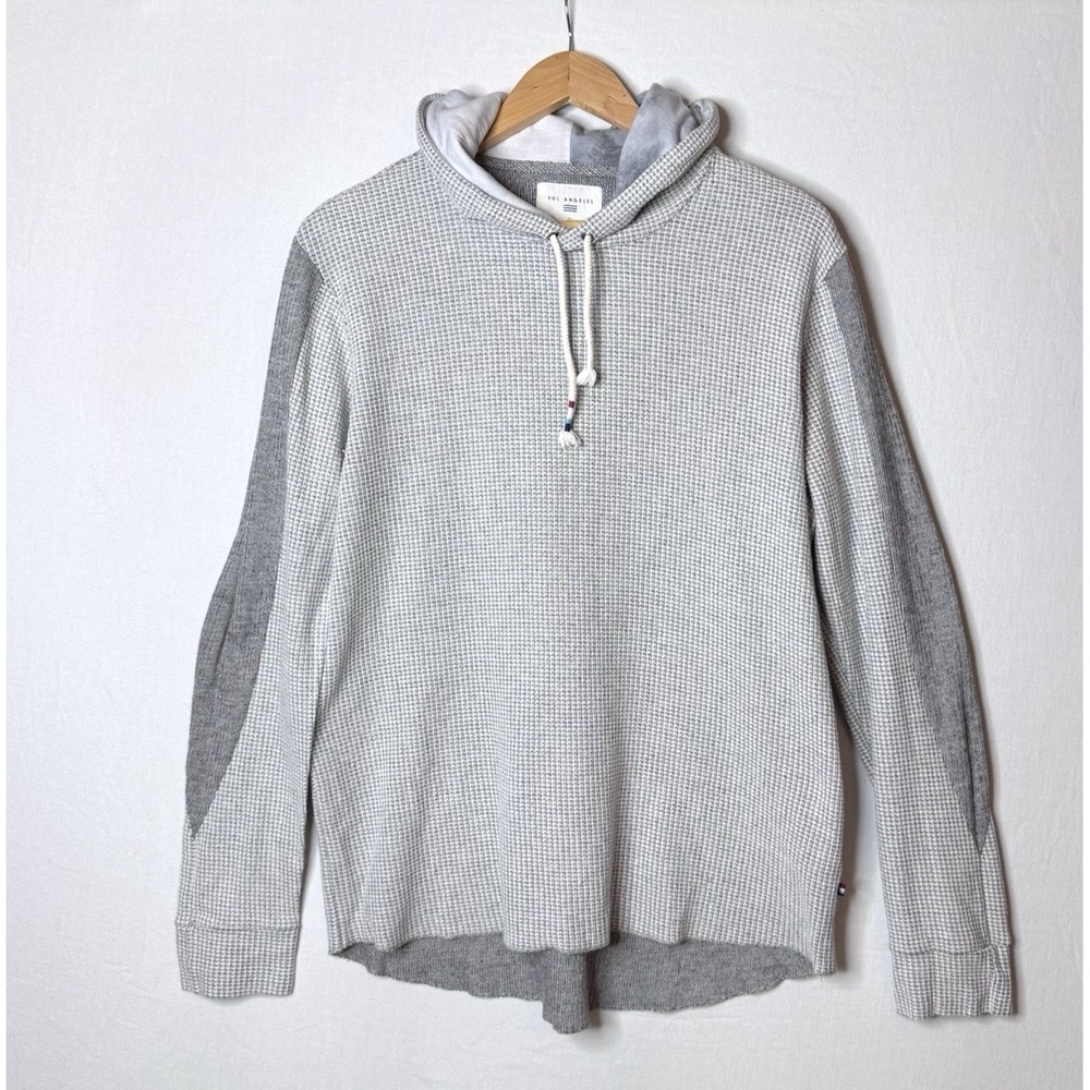 Sol Angeles‎ Hoodie Mens L Gray Waffle Thermal Tree Festival Beach Casual READ